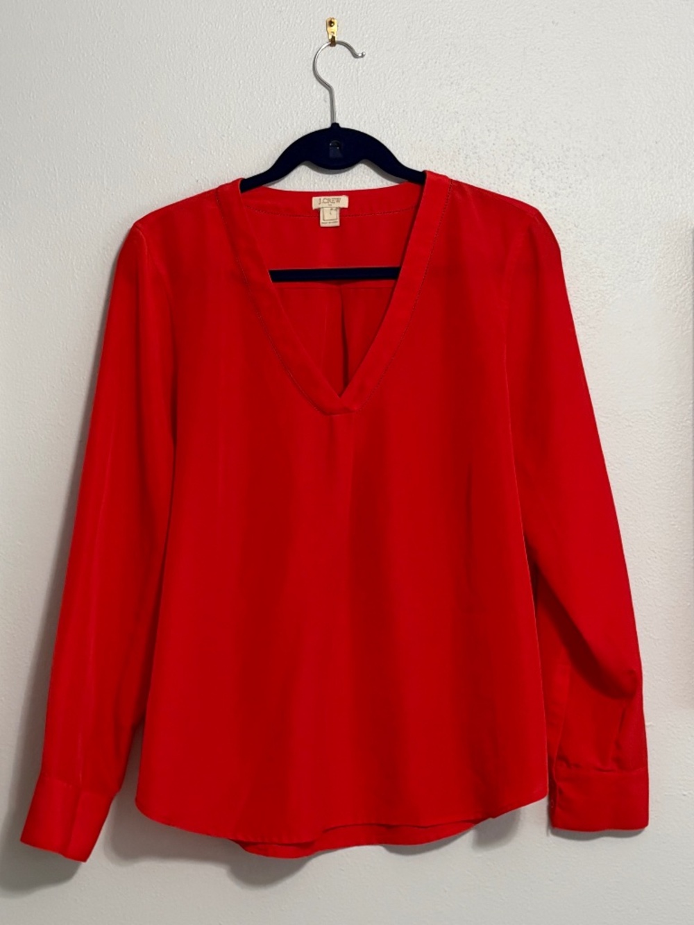 J Crew long sleeve red blouse size large